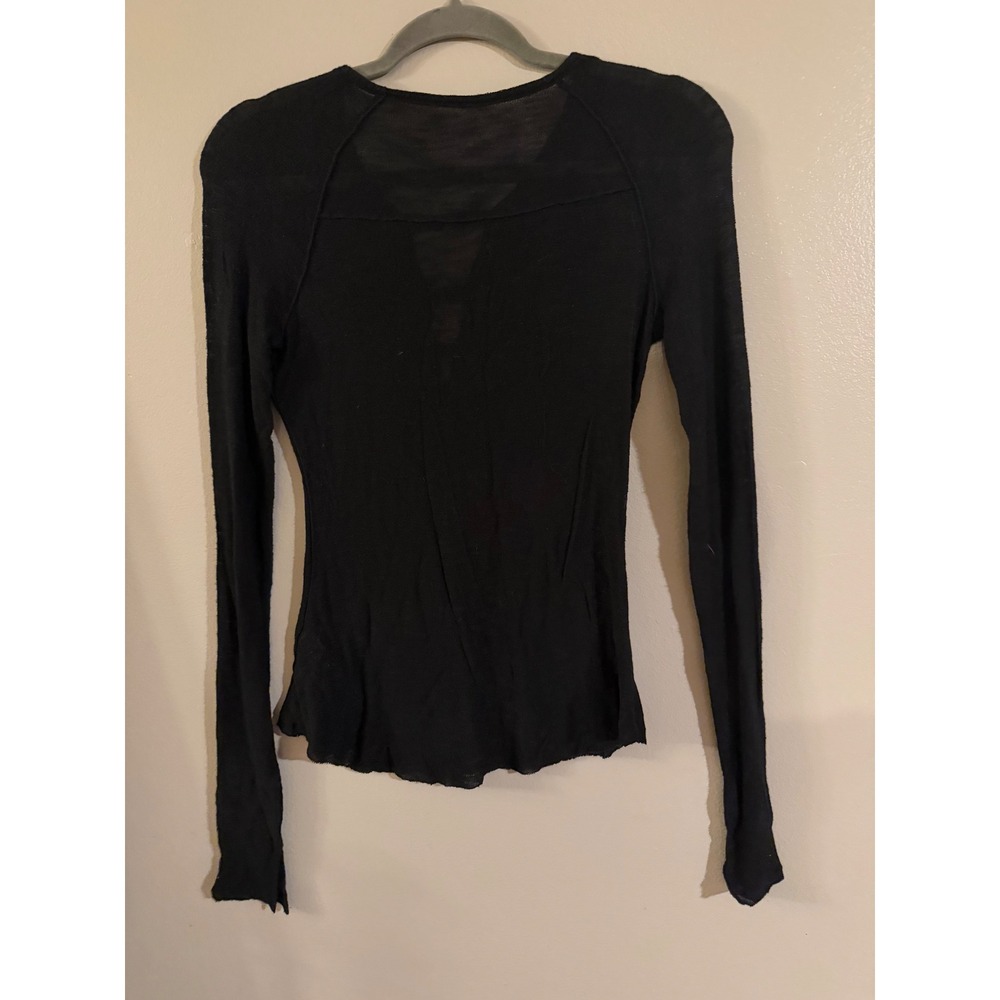 Intimately Free People Black Strappy V-Neck Long Sleeve Top‎ Small S P Boho Knit - Picture 5 of 5
